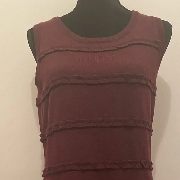 NWOT Calvin Klein Burgundy Sleeveless Sweater Dress, Size M - Picture 3 of 7